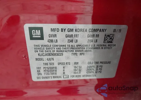 2019 Buick Encore Fwd Preferred from USA, damaged, VIN KL4CJASB2KB936329